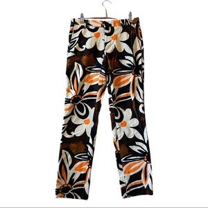 Dries Van Noten Beige Cordoury Floral Trousers Size: 44, W: 28 L 30
